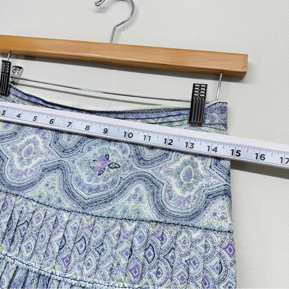 The Limited Skirt Knee Length Paisley Fluted Pleated Blue Sz 2 Yoked Boho Casual - Picture 5 of 9
